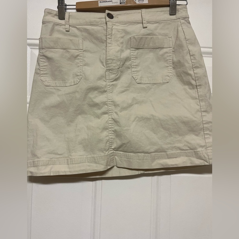 Jcrew Cream Cotton Mini Skirt with Front Pockets